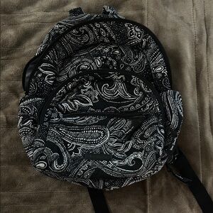 Vera Bradley Black and White Paisley Backpack